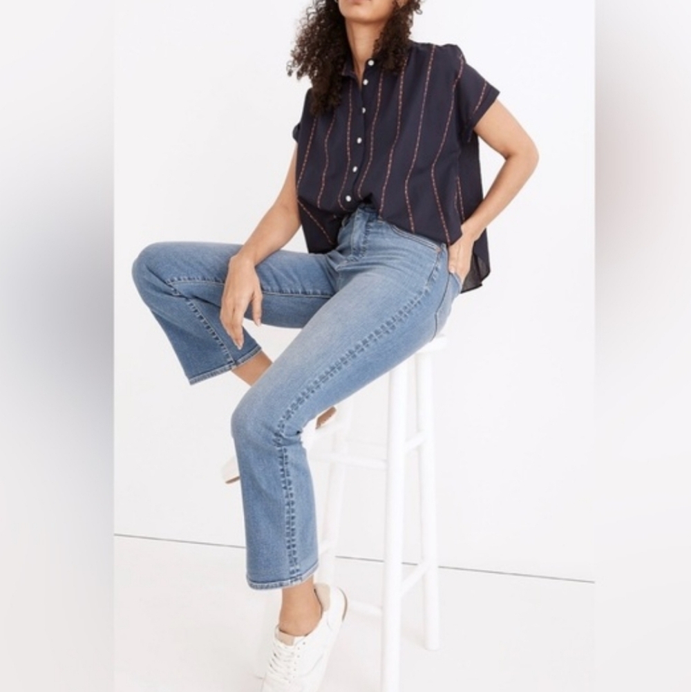 Madewell Cali Demi Boot Cut Jeans Light Wash Stretchy Ankle Cropped